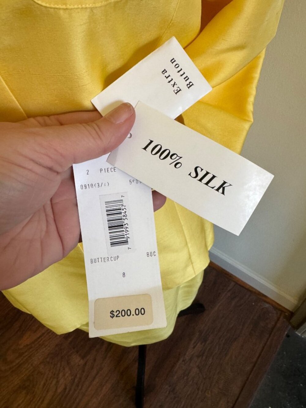Vintage Travis Ayers Silk Yellow Blazer and Knee Length Pencil Skirt Suit Set 8 - Picture 6 of 15